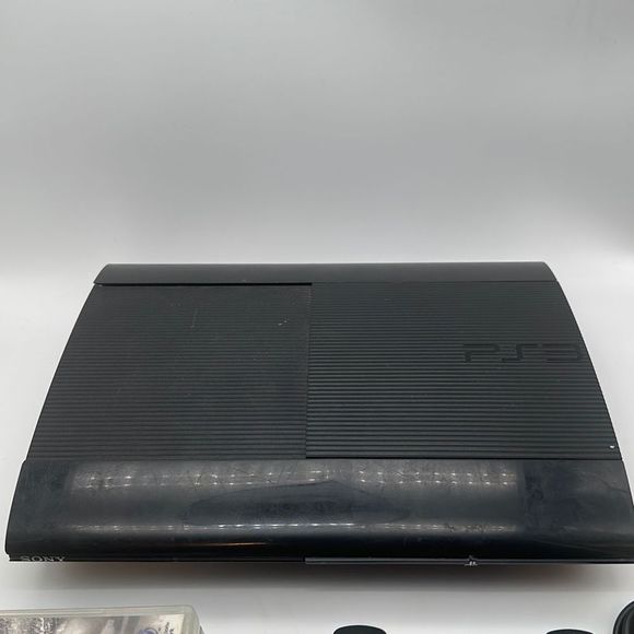 Sony Playstation 3 PS3 Super Slim 500GB CECH-4301C Black Console Bundle 3 Games - Picture 2 of 9